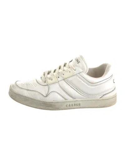 Pre-owned Celine Leather Lasercut Accents Sneakers In White