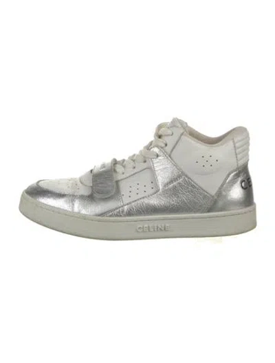 Pre-owned Celine Leather Lasercut Accents Sneakers In White