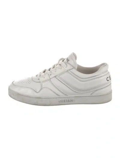 Pre-owned Celine Leather Lasercut Accents Sneakers In White