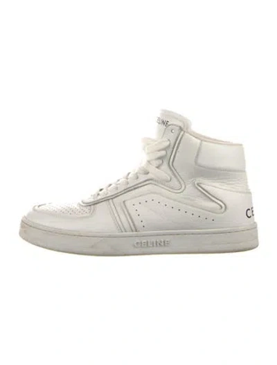 Pre-owned Celine Leather Lasercut Accents Sneakers In White