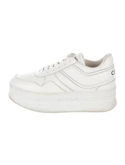 Pre-owned Celine Leather Lasercut Accents Sneakers In White