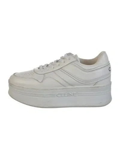 Pre-owned Celine Leather Lasercut Accents Sneakers In White