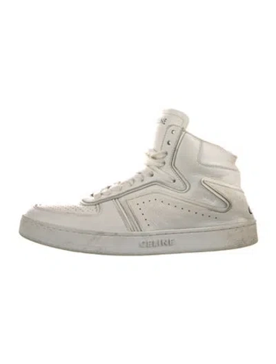 Pre-owned Celine Leather Lasercut Accents Sneakers In White
