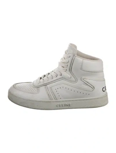Pre-owned Celine Leather Lasercut Accents Sneakers In White