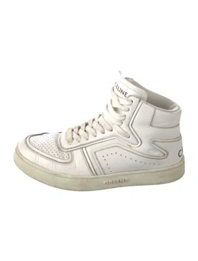 Pre-owned Celine Leather Lasercut Accents Sneakers In White