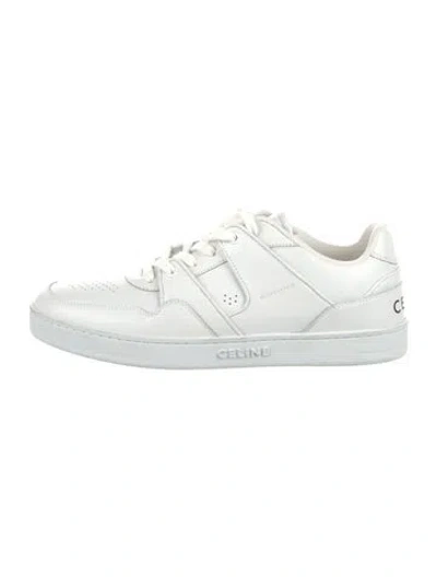 Pre-owned Celine Leather Lasercut Accents Sneakers In White