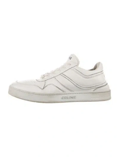 Pre-owned Celine Leather Lasercut Accents Sneakers In White