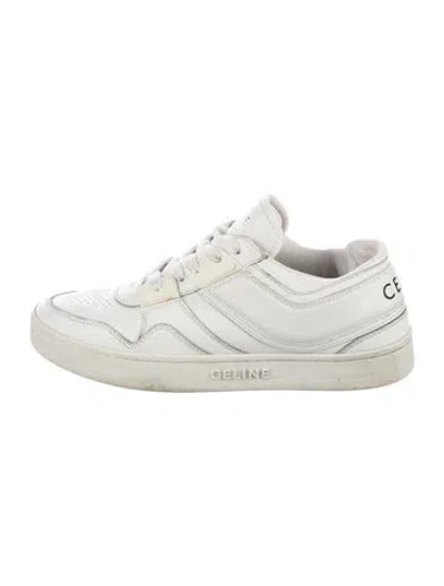 Pre-owned Celine Leather Lasercut Accents Sneakers In White