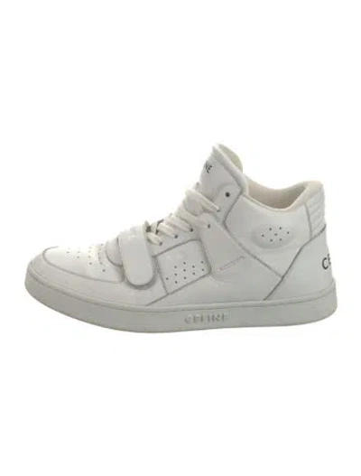 Pre-owned Celine Leather Lasercut Accents Sneakers In White