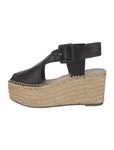 Pre-owned Celine Leather Leather Trim Embellishment Espadrilles In Black