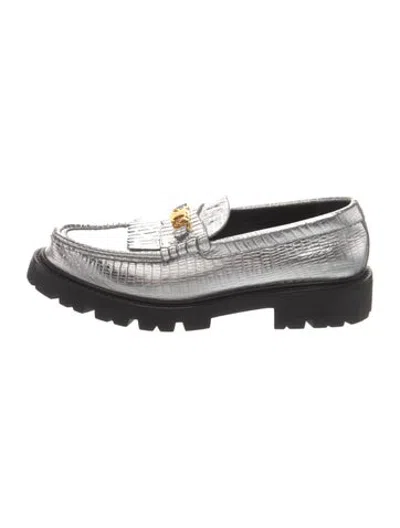 Pre-owned Celine Leather Loafer Sneakers In Metallic/silver