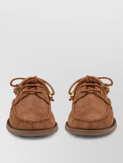 Celine Leather Loafers In Brown