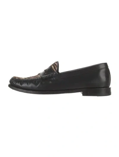 Pre-owned Celine Leather Loafers In Black