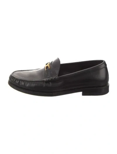 Pre-owned Celine Leather Loafers In Black