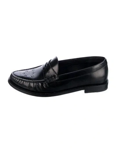 Pre-owned Celine Leather Loafers In Black