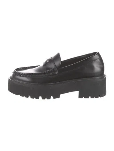 Pre-owned Celine Leather Loafers In Black