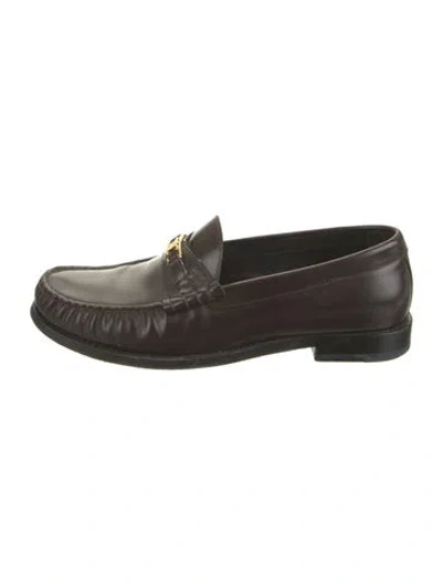 Pre-owned Celine Leather Loafers In Black