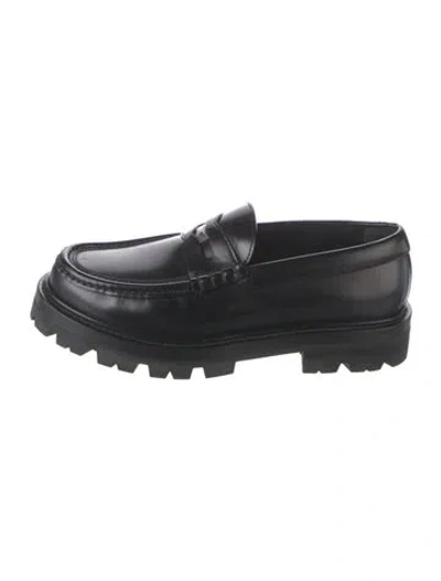 Pre-owned Celine Leather Loafers In Black