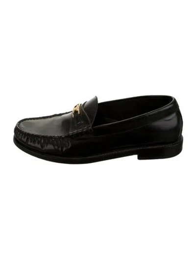 Pre-owned Celine Leather Loafers In Black
