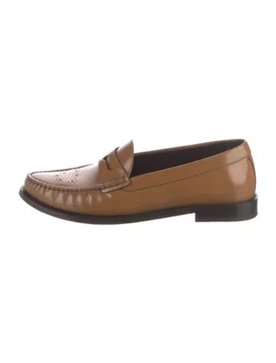 Pre-owned Celine Leather Loafers In Brown