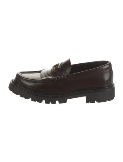 Pre-owned Celine Leather Loafers In Brown