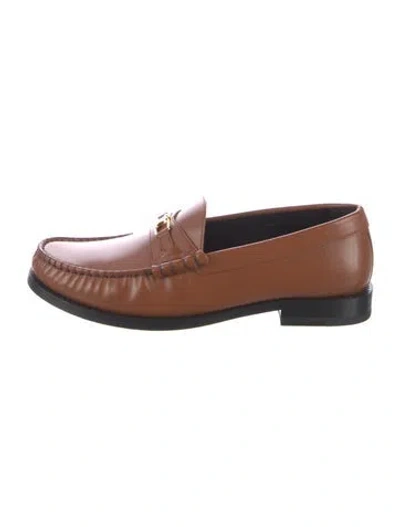 Pre-owned Celine Leather Loafers In Brown