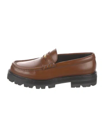 Pre-owned Celine Leather Loafers In Brown