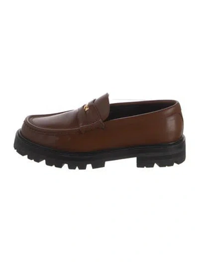 Pre-owned Celine Leather Loafers In Brown