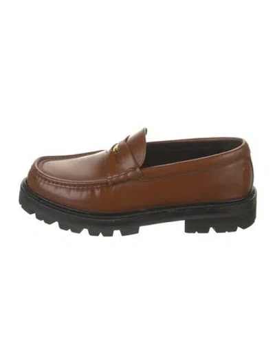 Pre-owned Celine Leather Loafers In Brown