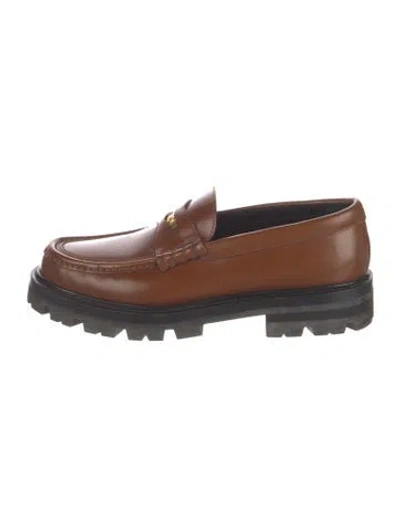 Pre-owned Celine Leather Loafers In Brown