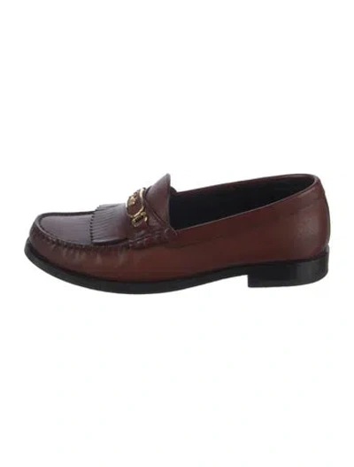 Pre-owned Celine Leather Loafers In Brown