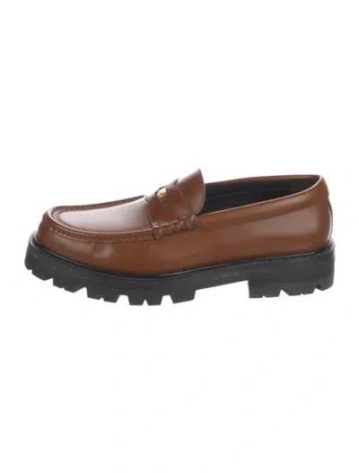 Pre-owned Celine Leather Loafers In Brown