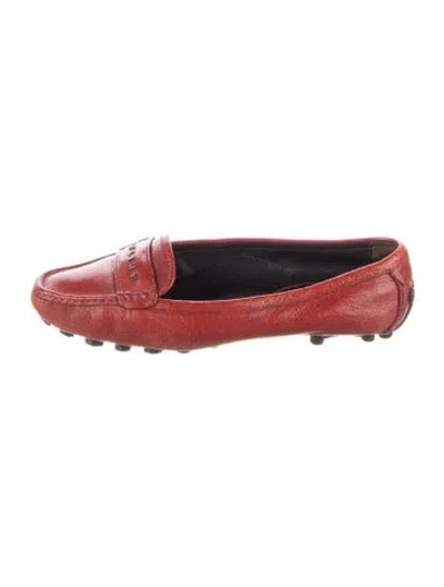 Pre-owned Celine Leather Loafers In Red