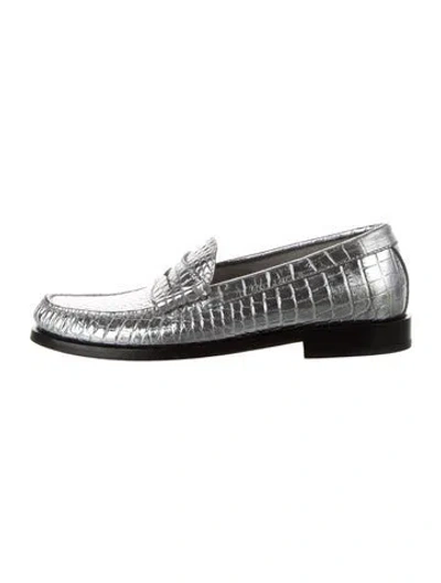 Pre-owned Celine Leather Loafers In Silver