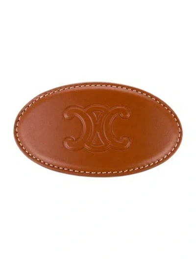 Pre-owned Celine Leather Logo Hair Clip In Brown