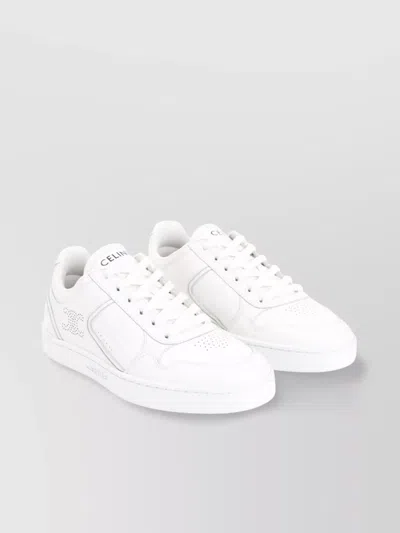 Celine Leather Low-top Perforated Sneakers In White
