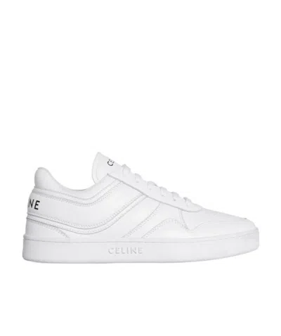 Celine Leather Low-top Sneakers In White