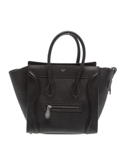 Pre-owned Celine Leather Luggage Micro In Black