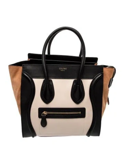 Pre-owned Celine Leather Luggage Micro In Black