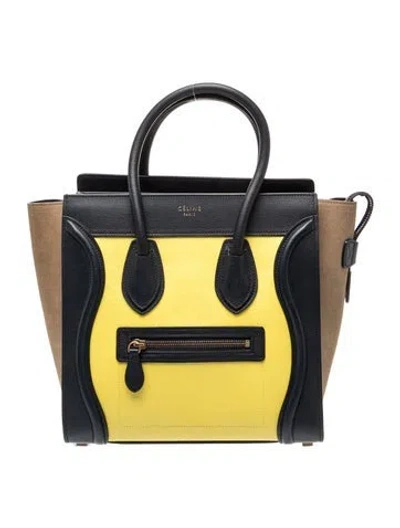 Pre-owned Celine Leather Luggage Micro In Blue