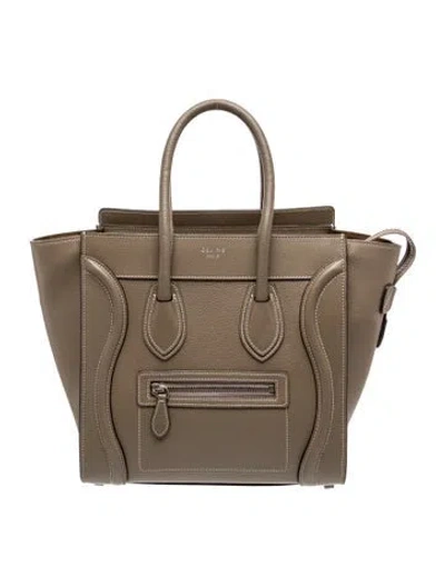 Pre-owned Celine Leather Luggage Micro In Neutral