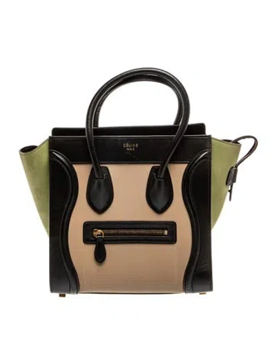 Pre-owned Celine Leather Luggage Micro In Neutral