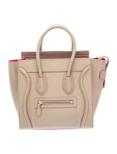 Pre-owned Celine Leather Luggage Micro In Neutral