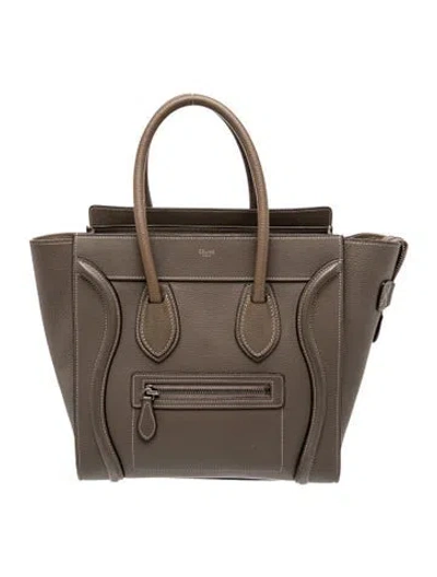 Pre-owned Celine Leather Luggage Micro In Neutral