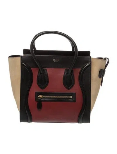 Pre-owned Celine Leather Luggage Micro In Red