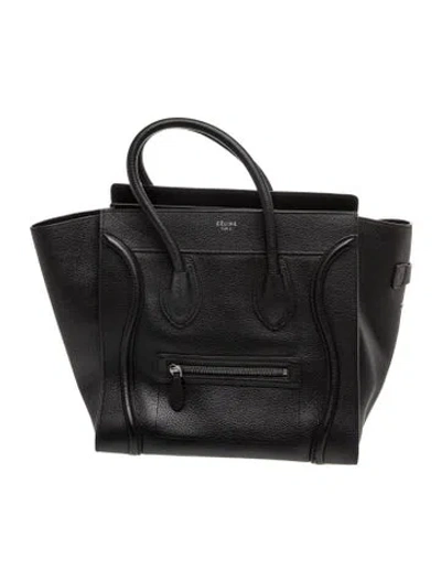 Pre-owned Celine Leather Luggage Mini In Black