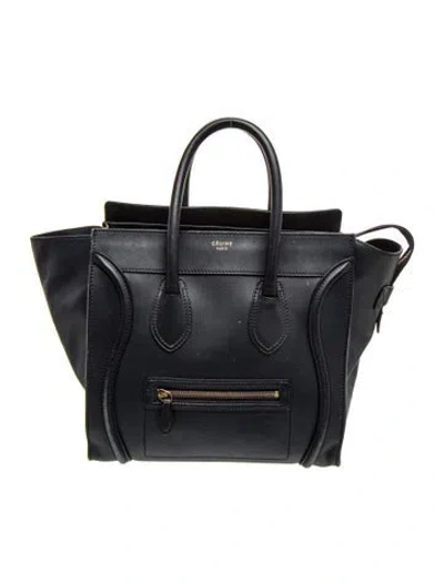 Pre-owned Celine Leather Luggage Mini In Black