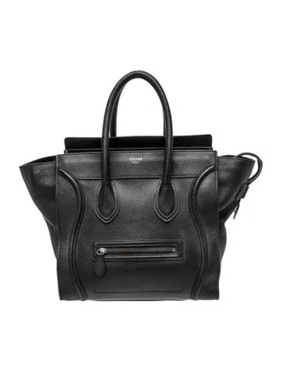 Pre-owned Celine Leather Luggage Mini In Black