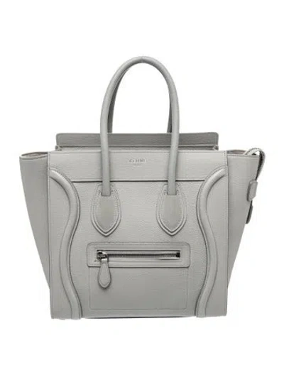 Pre-owned Celine Leather Luggage Mini In Gray