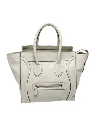 Pre-owned Celine Leather Luggage Mini In Gray